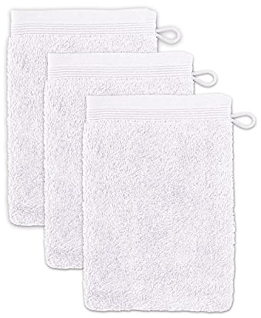 möve Superwuschel Waschhandschuh 15 x 20 cm aus 100% Baumwolle, snow 3er Set