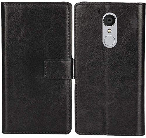 Lankashi PU Leder Tasche Hülle Für Blackview BV7000 Pro 2017 5 4G Handy Flip Brieftasche Schutz Case Cover Etui Schutzhülle Klapphülle Handytasche (Farbe: Schwarz)