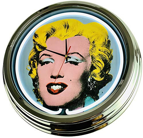 Neon Clock Marilyn Monroe WallClock Deko-Clock LeuchtClock USA 50's Style Retro NeonClock Dining Room Kitchen Living Room Office (White)