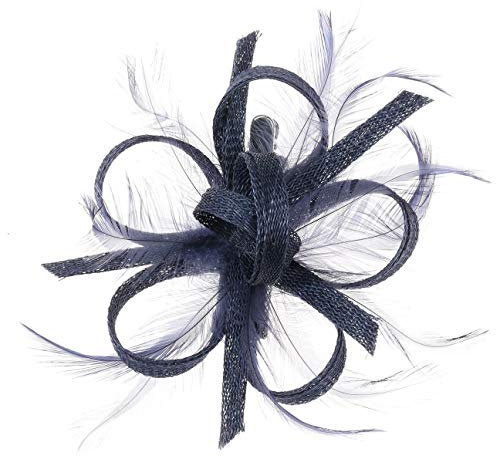McBURN Clip Fascinator Haarschmuck Kopfschmuck Anlasshut Damen - Made in Italy Sommer Frühling-Sommer - One Size dunkelblau