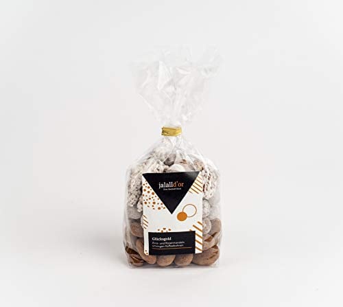 Jalall D'or Mandelmischung Glücksgold - Geschenk-Idee 250 g Schoko-Kaffeebohnen Rosen- und Zimtmandeln - Kleines Glücksgeschenk