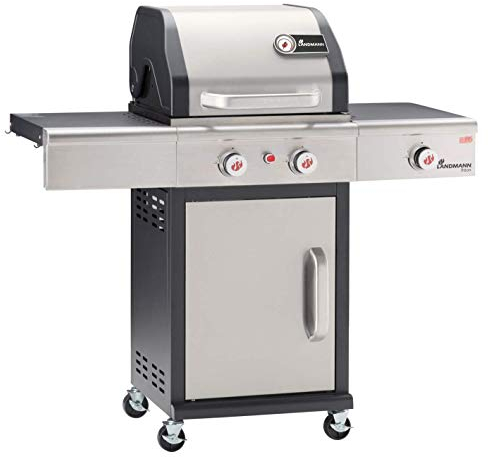 LANDMANN Gasgrill Triton maxX PTS 2.1 | Premium Gasgrill mit doppelwandigem Deckel & maxX-Zone für maximale Hitze | Grillrost aus emailliertem Gusseisen für perfektes Grillbranding [Edelstahl]