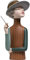 Kelendle Mädchen Figur Dekor Harz Dekoration Kreative Ornament Figur Kunst Skulpturen und Statuen für Home Office Wohnzimmer Tisch, Hut Braun
