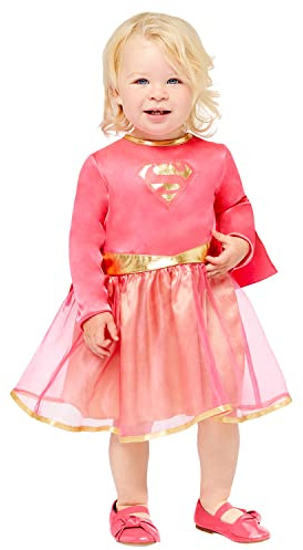Amscan - Girls Officially Licensed Warner Bros. Pink Supergirl Toddler & Baby Fancy Dress Costume Age: 6 Months - 3 Years