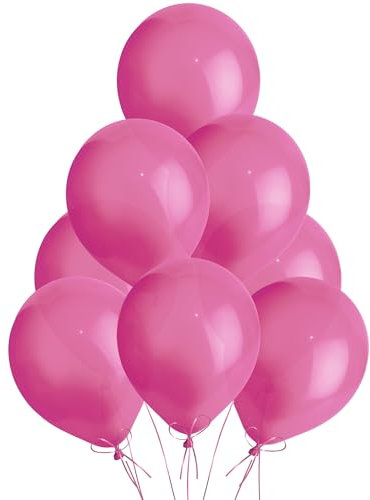 SHATCHI Confezione da 10 pezzi, in lattice biodegradabile a elio, grandi 30,5 cm, colore rosa fucsia metallizzato, per feste, compleanni, matrimoni, baby shower, San Valentino, eventi, decorazione per