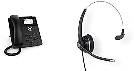 Snom D717 + A100M VoIP SIP IP Phone SOHO bunde with A100M Monaural Headset 300° Flexible Boom, Passive Noise Cancelling Microphone, Superior Wideband Sound Thanks to Optimised Speaker Tuning