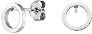 LUUK LIFESTYLE Schlichte Ohrringe aus Edelstahl, Damen Ohrstecker, Glücksbringer Geschenk für Frauen und Mädchen, filigran & wasserfest, Kreis I rund I Ring, silber