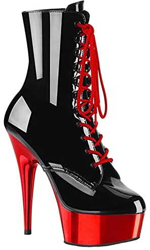 BeAUZQ 6IN Stiletto Ankle Booties Fetisch High Heels Damenmode Gold Leder Booties Sexy Stripper Nachtclub Pole Dance Pumps Schuhe Größe 34-46,Rot,46