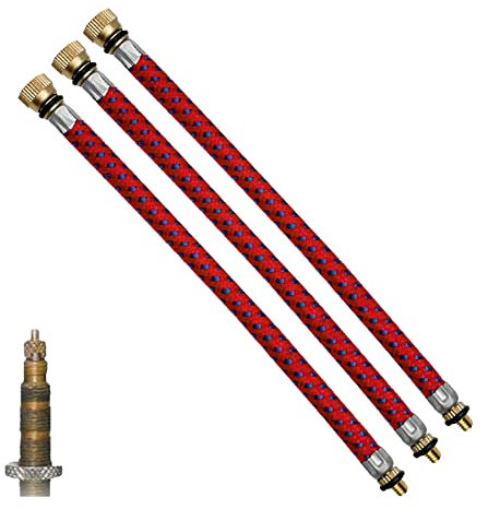 Laxzo ® 3x Bike Pump Valve Adaptor Valve Connector Bicycle Cycle Car Flexible Pump Presta Inflator Air Pump Hose Adapter Replacement Pump Adapter Valve Converter Set - Red