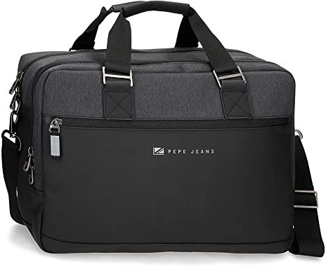 Pepe Jeans Jarvis Geldbörse für Laptop, doppelt, anpassbar, Schwarz, 40 x 30 x 11 cm, Polyester, mit Kunstlederdetails