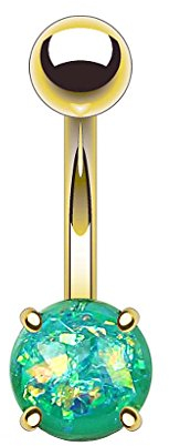 Piercingfaktor Bauchnabelpiercing Chirurgenstahl Bauch Bauchnabel Piercing Banane Stecker Anhänger mit Edelstahl Glitter Opal Gold Grün