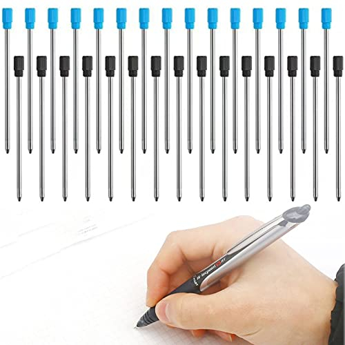 SHULLIN 30 Stück Austauschbare Kugelschreiber Minen 7 cm Universelle Ersatz-Kugelschreiberminen 0,5 mm Spitzen Kugelschreiber Nachfüllungen Ersatzminen Glatte Schreiben Schwarz und Blau