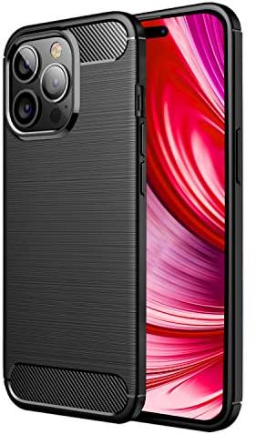 NALIA Carbon Look Case kompatibel mit iPhone 14 Pro Hülle, Matt-Schwarze Silikonhülle Anti-Fingerabdruck Kohlefaser-Optik rutschfest Stoßfest Kratzfest, Dünne Schutzhülle Handyhülle Cover Etui Bumper