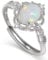 Meissa Bague Femme Argent Bague Opale en Pierre de Naissance Octobre, bague de fiançailles marigae taille reglable pour Maman Fille (01_Argent)