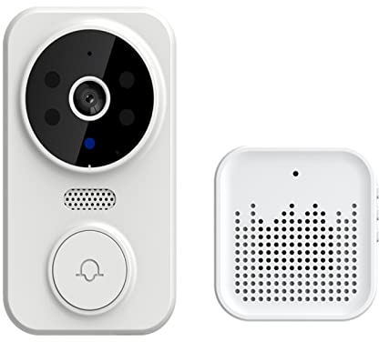 Splenssy Kabellose Smart Video Türklingel Kamera mit kabellosem Glockenspiel, Gegensprechanlage Nachtsicht Wiederaufladbare Sicherheit Türklingel WiFi Kamera 2-Wege Audio, Weiß