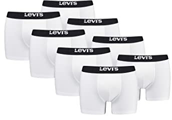 Levi's Solid Men's Boxer Shorts Underwear Organic Cotton Pack of 8, weiß / schwarz, S