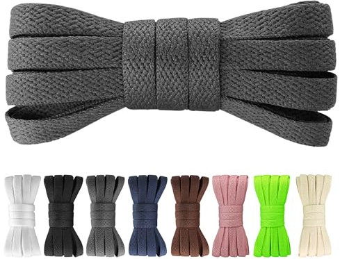 Yusimu Cordones Planos Gris para Zapatillas Deportivas, 8mm de Ancho, Cómodos y Resistentes, Ideal para Correr o Uso Diario, 110 cm - 3 Pares
