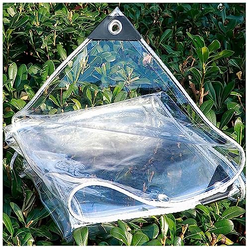 ZHUSHOU Wasserdicht Plane Transparent mit ösen,0,35mm Regenschutz Abdeckplane Pavillon Seitenteile Abdeckplane,für GartenmöBel,Gewächshaus,Bauernhof,Boot,Balkon,(H:1mxL:2.5m)