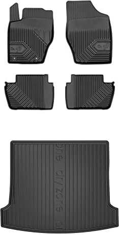 FROGUM Ensemble de Tapis de Sol Voiture en Caoutchouc et Tapis de Coffre pour Peugeot 307 2001-2008 | Bord Haut | Robuste et résistant