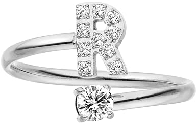 Purelei® Buchstaben Ring R – Damenring aus langlebigem Edelstahl – Wasserfeste Ringe – Verstellbare Ringe von Größe 50 bis 60 – Modeschmuck für deinen individuellen Look
