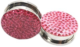 Aotiwe 2 calibres para mujer, aretes redondos con circonita cúbica, medidores de túnel de acero inoxidable blanco, 7/8 inch, Acero inoxidable, Circonia cúbica