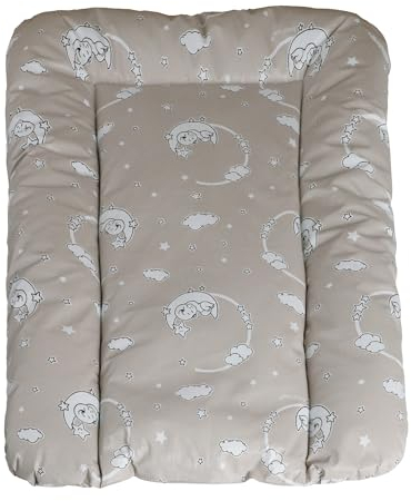 Baby'ness Wasserfest Wickelauflage - 50x70 cm - Hochwertig, Abwischbar, Leicht zu Reinigende - Erweitern Sie Ihren Wickelbereich mit Wickelunterlagen - Mond-Sternchen Beige