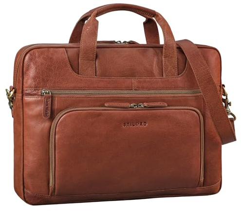 STILORD 'Cyrus' Borsa PC 17 Pollici Uomo Pelle Grande Vintage Borsetta Portatile Vera Cuoio Borsa a Tracolla per Laptop 17,3 Pollici Lavoro Viaggi, Colore:maraska - marrone
