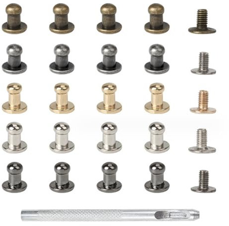 NIYATA 100Pcs Bouton de Col à Vis 5mm en Alliage de Zinc,Rivets en Cuir avec Pince Perforatrice,Rivets pour Cuir Decoratif,pour Fixation et Réparation du Cuir,Vêtements et Sac à Main