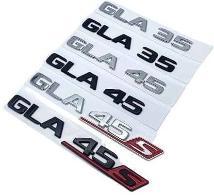 NIBOTT 2017 schwarz Silberne Buchstaben GLA35 GLA45 GLA45S Turbo 4matic+ Emblem passend for Mercedes Benz AMG Auto Kotflügel Kofferraum hinten X156 Logo Aufkleber (Color : Silver, Size : A M G 1pcs