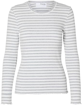 SELECTED FEMME SLFANNA LS Crew Neck Tee STR NOOS