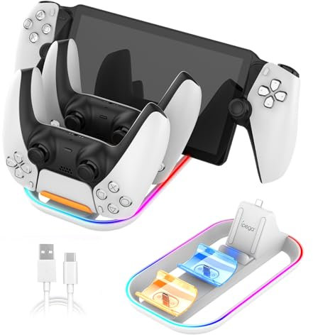 Charging Docking Station Compatible with PS5 Portal Handheld Console with 2 Charging and RGB Light, Charge Stand Holder Accessories for Portal/891