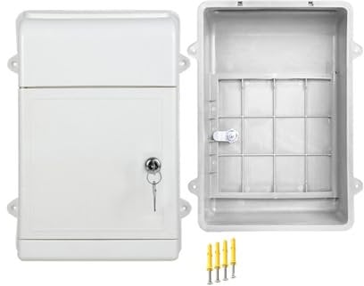 F Fityle Wandmontierter Briefkasten, Postkasten mit hohler Rückseite, große Kapazität, abschließbarer Briefkasten für den Außenbereich, außerhalb der Schule, Weiß