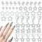 Star Nail Charms, 55 Pcs Silver Star Nail Gems Y2K Nail Charms Shiny Pentagram Nail Rhinestones Alloy Dangle Nail Jewels 3D Nail Art Decorations Accessories for Women Girls (Silver)