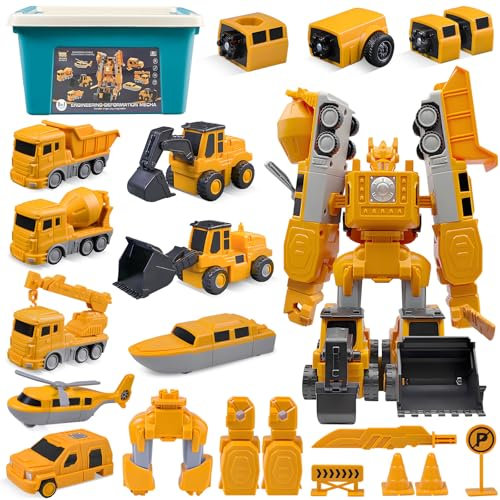 Joollurm 35PCS Set di giocattoli assemblati per auto con trasformazione magnetica, giocattolo per auto robot trasformabile, giocattoli da costruzione magnetici per bambini - Regalo perfetto per ragazz