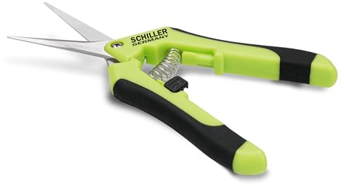 SCHILLER Trimmschere mit geraden Klingen - professionelle Ernteschere - Rostfreier Edelstahl Hochbelastbar Gartenarbeit Handschere für Pflanzen Blumen Früchte Gemüse Blumenstrauß Grow