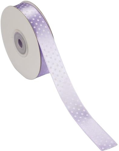 Nastro in Doppio Raso Pois 20mm x 25mt - Perfetto per Confezioni Regalo e Bomboniere (Lilla)