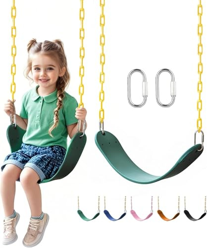 little dove Heavy Duty Swing Seat, Kids Swing with 66 Rust-Resistant Chains, Swing Set Accessories Replacement with Quick Links, Swing for Swingset Outdoor Playground, Green