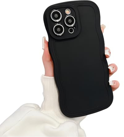 Rokmym Kompatibel mit iPhone 11 Pro Hülle Niedliche lockige Wellen Gewellter Rahmenform Muster Silikon Handyhülle Ultra Dünne Stoßfeste für Frauen Mädchen Case für iPhone 11 Pro,schwarz