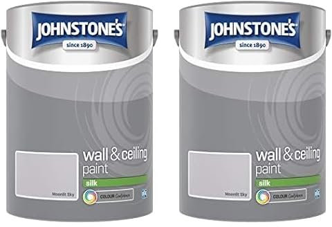 Johnstone's - Wall and Ceiling Paint Silk - Interior Paint - High Sheen Paint - Suitable for Interior Walls and Ceilings - Moonlit Sky - 5 L (Pack of 2)