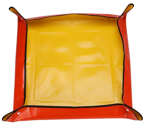 sourcing map Repotting Mat 19.7 x 19.7 PE Cloth Waterproof Plant Repotting Mat Foldable Portable Gardening Potting Tray with Plastic Buckle for Indoor Plant Change Soil Watering, Yellow