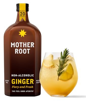 Mother Root Ginger (500ml) | Award-Winning Fiery + Fresh Alcohol-Free Aperitif | As Seen on Dragons’ Den | Benefit Rich Ginger & ACV | Bold, Complex & Delicious | Mix With Soda | Up To 20 Drinks