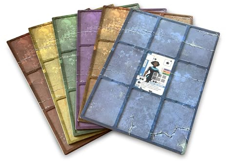 Stonemaier Games: Vantage Playmats | 6 Dual-Layered Cardboard Playmats to Prevent Cards Shifting | Create a 3x3 Grid of Cards as You Explore The World