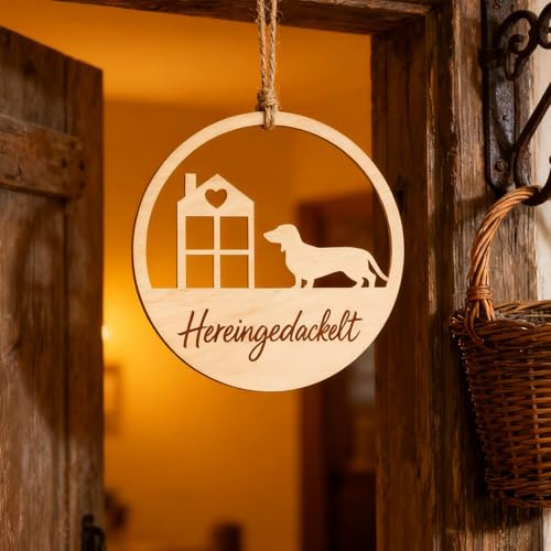 Dackel Geschenke, Dackel Deko Holzanhänger, Türdekoration Und Wandschmuck, 1 Stück Holzplakette