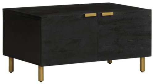 Holamys Couchtisch Schwarz 80x50x40 cm, Moderner Sofatisch aus Holzwerkstoff mit Stauraum für Wohnzimmer, Robuste Tischplatte, Industrial Style