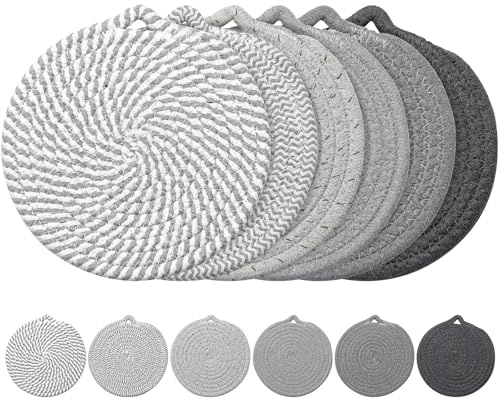 7 Trivets for Hot Dishes, 6 Pack Hot Pads for Kitchen Counter & Dining Table, Heat Resistant | Scratches | Stains Cotton Trivets for Hot Pots and Pans