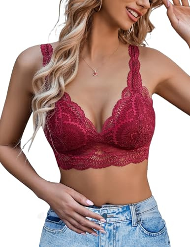 Avidlove Womens Floral Lace Bra Unpadded Everyday Bras Sexy Cami Bralette | Soft, breathable lace fabric,Triangle Plunge,Wire-Free Bra,Adjustable straps,Going Out Vest ,Perfect for stylish outfits