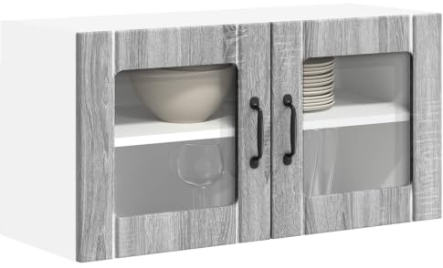 vidaXL Wandglas-Schrank Lucca Graues Sonoma 80 x 31 x 40 cm