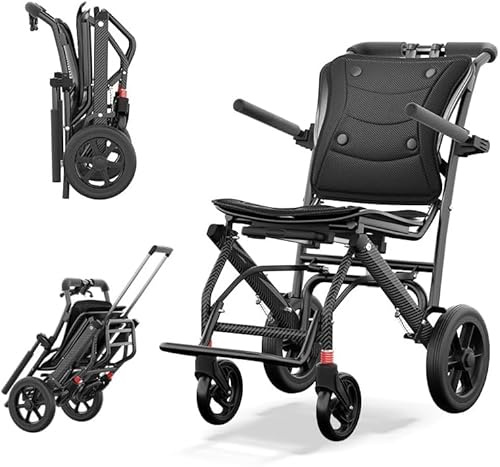 ZIIVIE VS Fauteuil Roulant Pliable Leger 3 en 1, Chaise Roulante Handicapé Ergonomique Pour Intérieur Étroit, Fauteuil Roulant de Douche avec Poignée de Transport, Coussin d'assise Amovible, 11 kg
