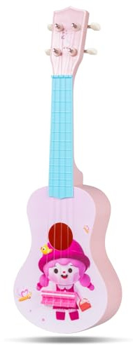 COSTWAY Sopran Ukulele 21 Zoll, Kleine Ukulele mit 4 Nylonsaiten & 12 Bünden, pädagogisch Musikinstrument, Kindergitarre für Kinder Anfänger ab 3 Jahren, Rosa