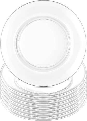 Preocea 8 Pack Glass Dessert Plates, 19cm Clear Plates, Tempered Glass Dinnerware Sets, Salad Plate Dinner Plate Servewar for Appetizers Snack Fruit, Dishwasher Safe